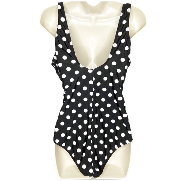 Black & White Polka Dot Full Swimsuit Plus 18 - Picture 4 of 4